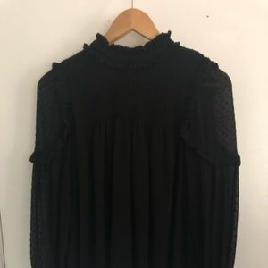 Black long sleeve blouse with lace detailing